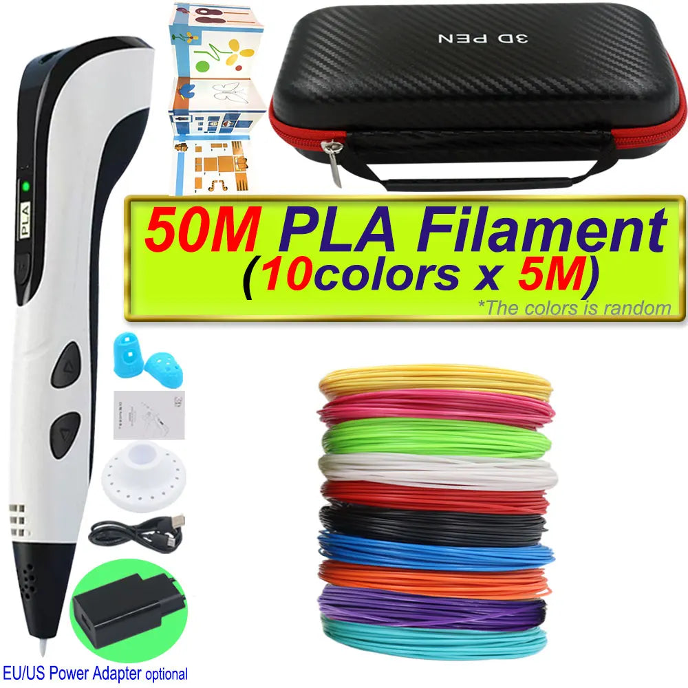 2026 New 3D Printing Pen 3D Pen With Power Adapter LCD Display Travel Case PLA Filament Birthday Christmas Gift Loved by Kids