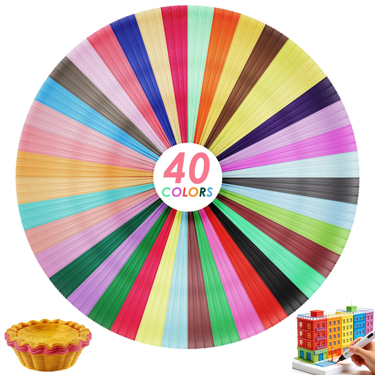 3D Pen Filament Refills 40 Colors 3D Printer PLA 1.75 mm Filament 5M For MYNT3D SCRIB3D PIKA3D 3D Pen 1.75mm 3D Prining Pens