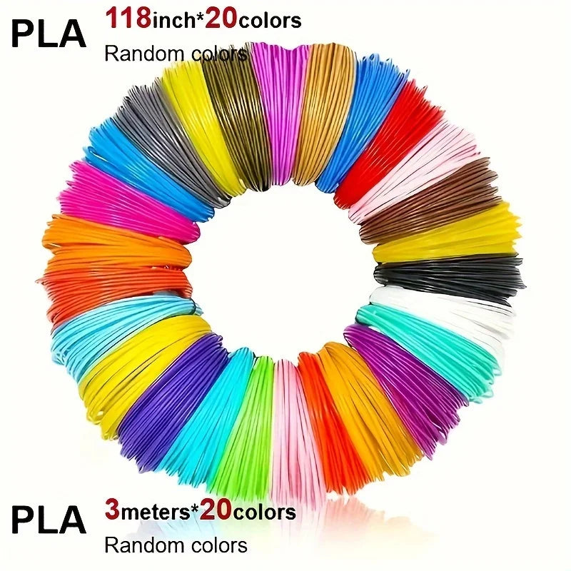 20 Color 3D Printing Pen Set DIY 3D Printing Pen Handmade Graffiti PLA Filament Drawing Art Handmade Design