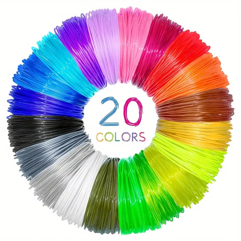 20 Color 3D Printing Pen Set DIY 3D Printing Pen Handmade Graffiti PLA Filament Drawing Art Handmade Design