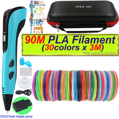 2026 New 3D Printing Pen 3D Pen With Power Adapter LCD Display Travel Case PLA Filament Birthday Christmas Gift Loved by Kids