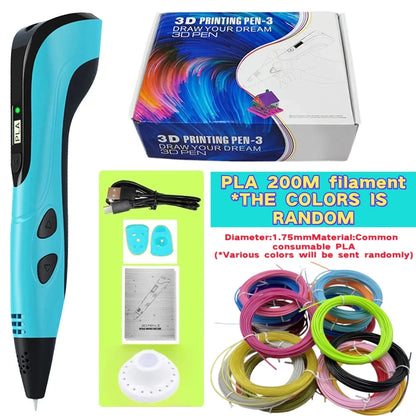 New Style 3D Printing Pen 3D Pen Set for Kids with Power Supply Pla Filament Travel Case Birthday Christmas Gift for Kids