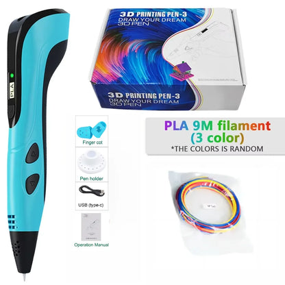 New Style 3D Printing Pen 3D Pen Set for Kids with Power Supply Pla Filament Travel Case Birthday Christmas Gift for Kids
