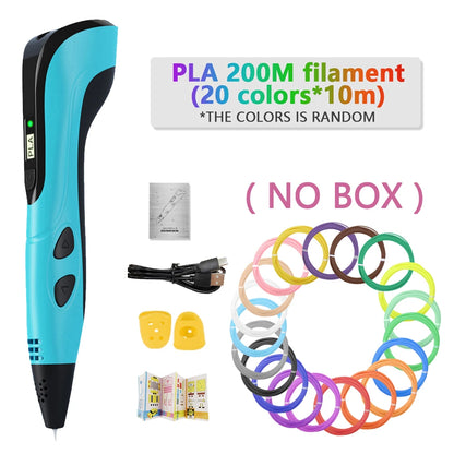 NEW 3D Printing Pen 3d Pen Set LCD Display with PLA Filament for Kids Chidren Child's Birthday Christmas Creative DIY Gift
