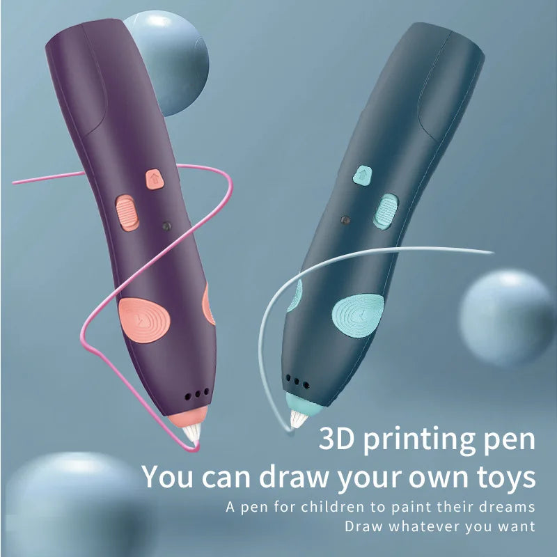 DIY 3D Pen Low Temperature Wireless 3D Printing Pen Digital Display Rechargeable 3D Drawing Pen For Kids Educational Toys Gifts