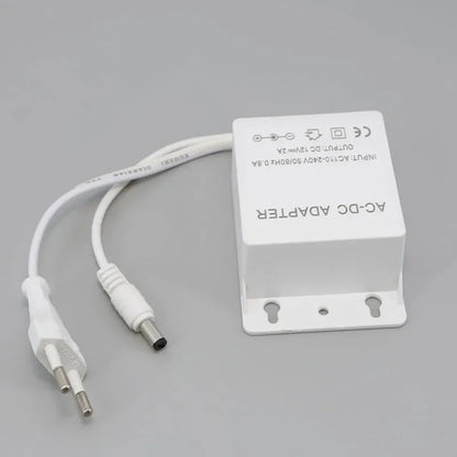 12V 2A Power Supply Adapter for CCTV Security Camera - US/EU Plug, White Waterproof Mini DC Power Adapters