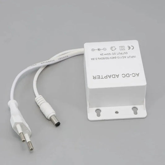 12V 2A Power Supply Adapter for CCTV Security Camera - US/EU Plug, White Waterproof Mini DC Power Adapters