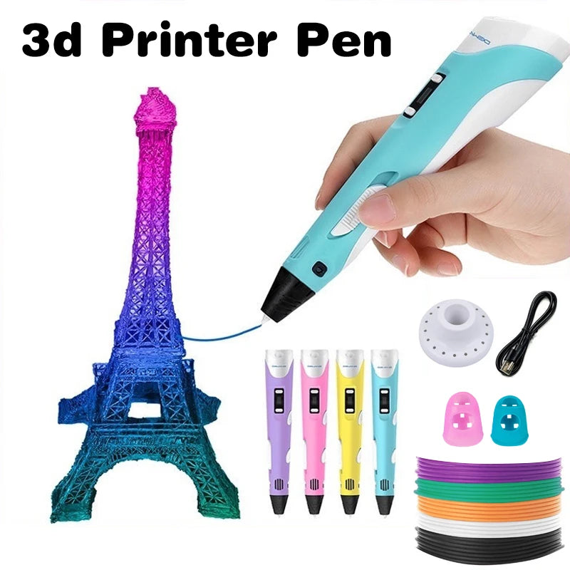 3D Printing Pen Digital Display Intelligent Pen Making Doodles Graffiti ArtsCrafts With USB Cable