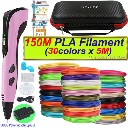 2026 New 3D Printing Pen 3D Pen With Power Adapter LCD Display Travel Case PLA Filament Birthday Christmas Gift Loved by Kids