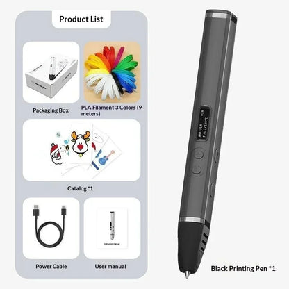 Professional 3D Printing Pen with OLED Screen Intelligent AI Chip 3 Gears Adjustable Ceramic Nozzle Support PLA/ABS 1.75mm