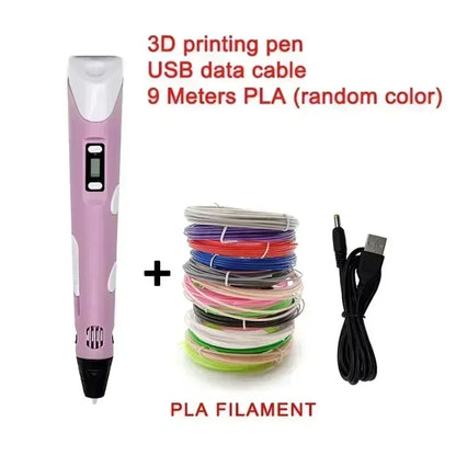 3D Pen Set 3d Printing Pen Drawing Pencil DIY Pens PLA Filament Birthday Christmas Gift For Kids Children Graffti with Charger