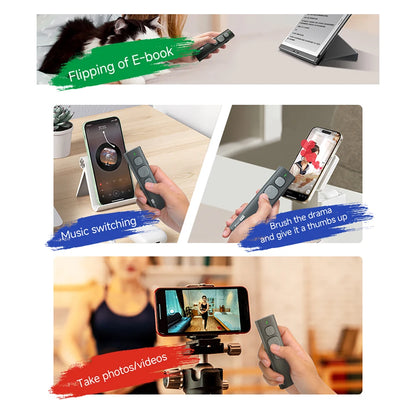 Bluetooth Page Turner Camera/Music Control Pen Paging Device E-book Reader Swipe Short Video Remote Control Supports IOS Android
