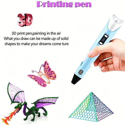 3D Pen For Children 3D Printing Drawing Pen DIY Funny Set for Kids Chidren Birthday Chrismas Creative Gift with PLA Filament