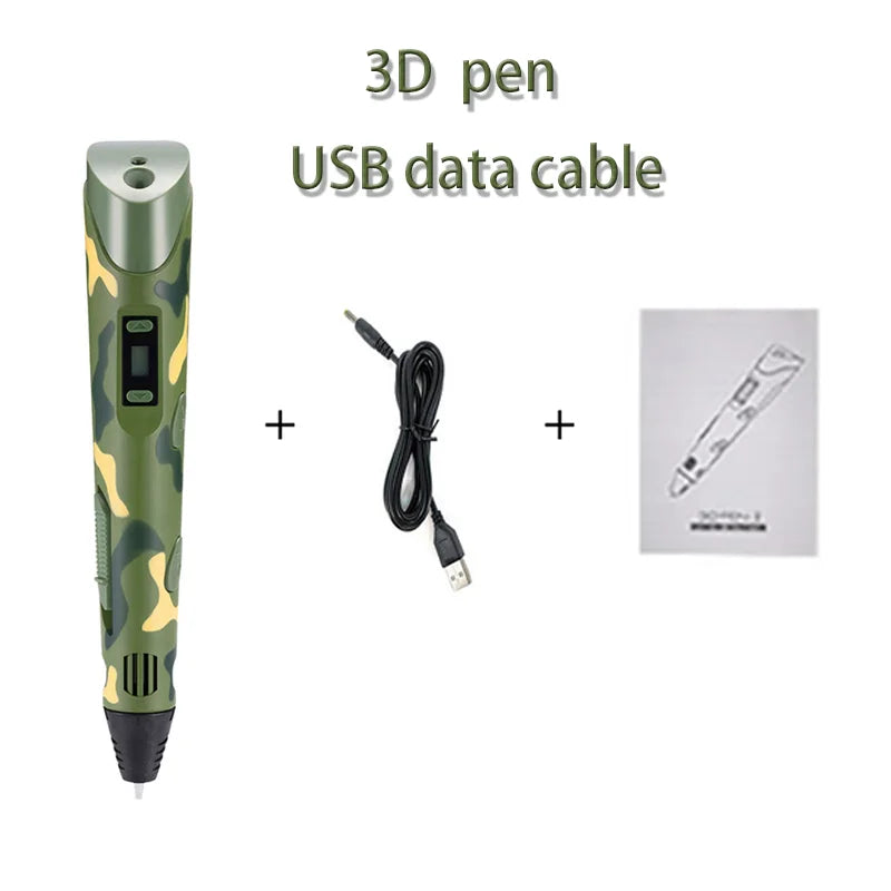 3D Printing Pen DIY Three-dimensional Painting Children Toys Fun Camouflage With LCD Screen Compatible PLA Filament Toys Gift