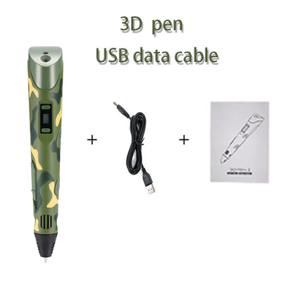 3D Printing Pen DIY Three-dimensional Painting Children Toys Fun Camouflage With LCD Screen Compatible PLA Filament Toys Gift