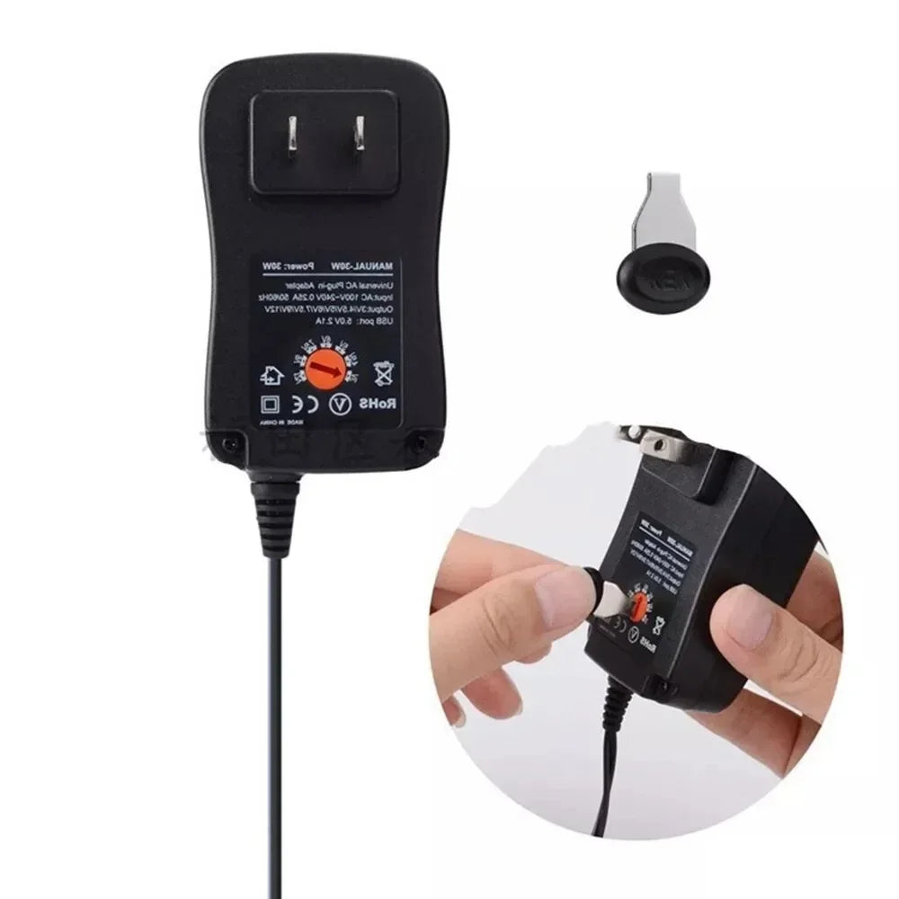 30W Adapter 3V 4.5V 5V 6V 7.5V 9V 12V Adjustable Voltage Power Adapters EU/US USB Universal Charger Supply Converter With 8 Tip