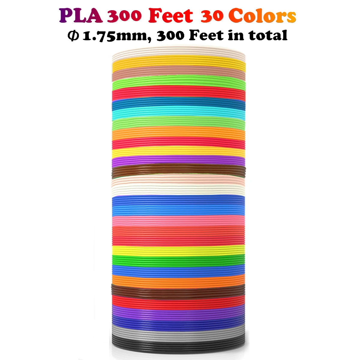 30 Colors 3D Pen Filament, 3m per Color Total 90m 3D Pen Filament Refills, PLA Filament for 3D Pen, Arts Crafts Drawing