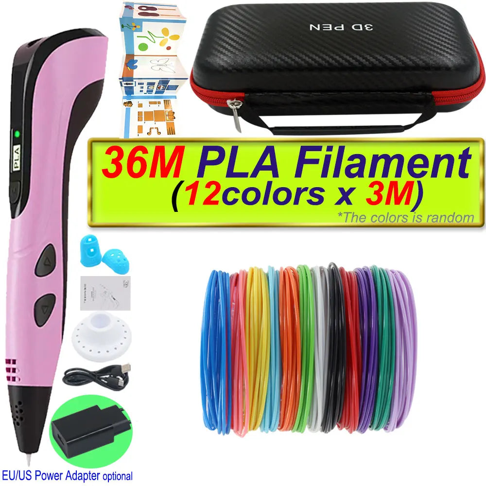 2026 New 3D Printing Pen 3D Pen With Power Adapter LCD Display Travel Case PLA Filament Birthday Christmas Gift Loved by Kids