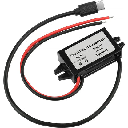 12V/24V to 5V 3A Power Adapter Converter DC-DC Step Down Module USB-A Female/Type C/dual USB/open Wire Connector Waterproof CE