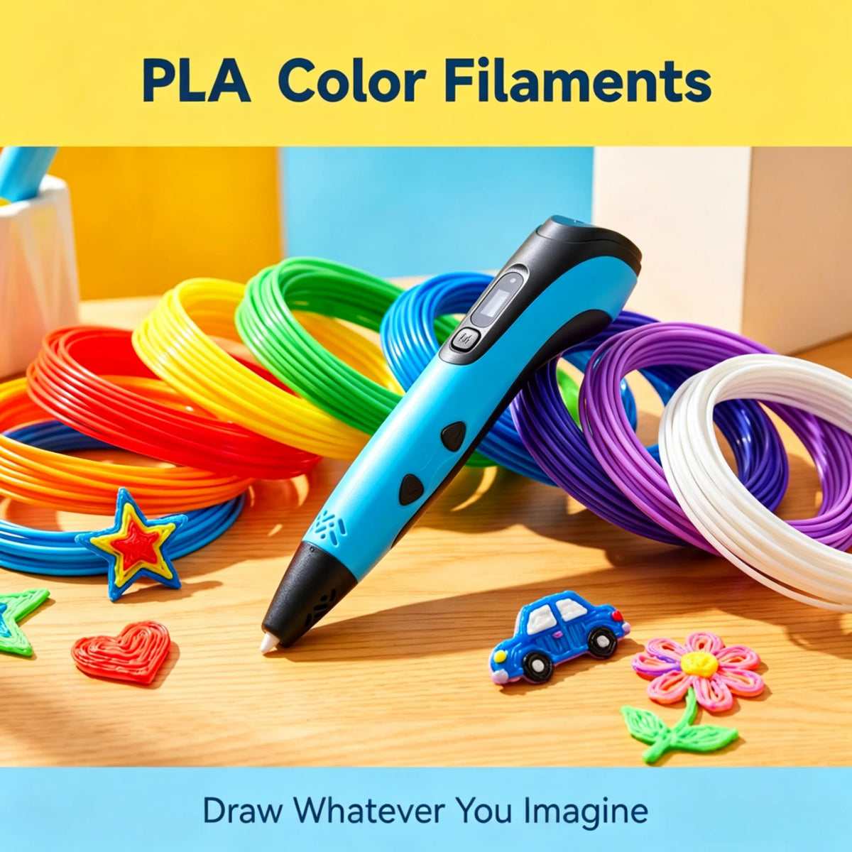 New Digital Display 3D Printing Pen Set Three Colors Optional Creative 3D Drawing Pen Kit Multicolor PLA Material for Handcraft