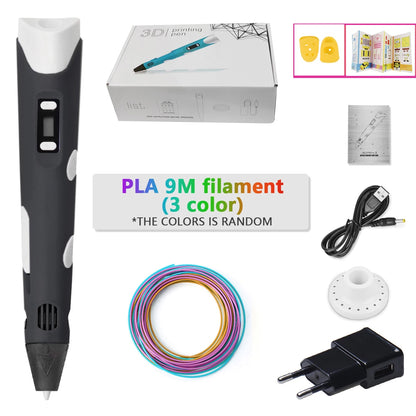 3D Pen Adjustable Spinning Speed For Children 3D Drawing Printing Pens with LCD Screen PLA 1.75mm Filament Toys For Kid DIY Gift