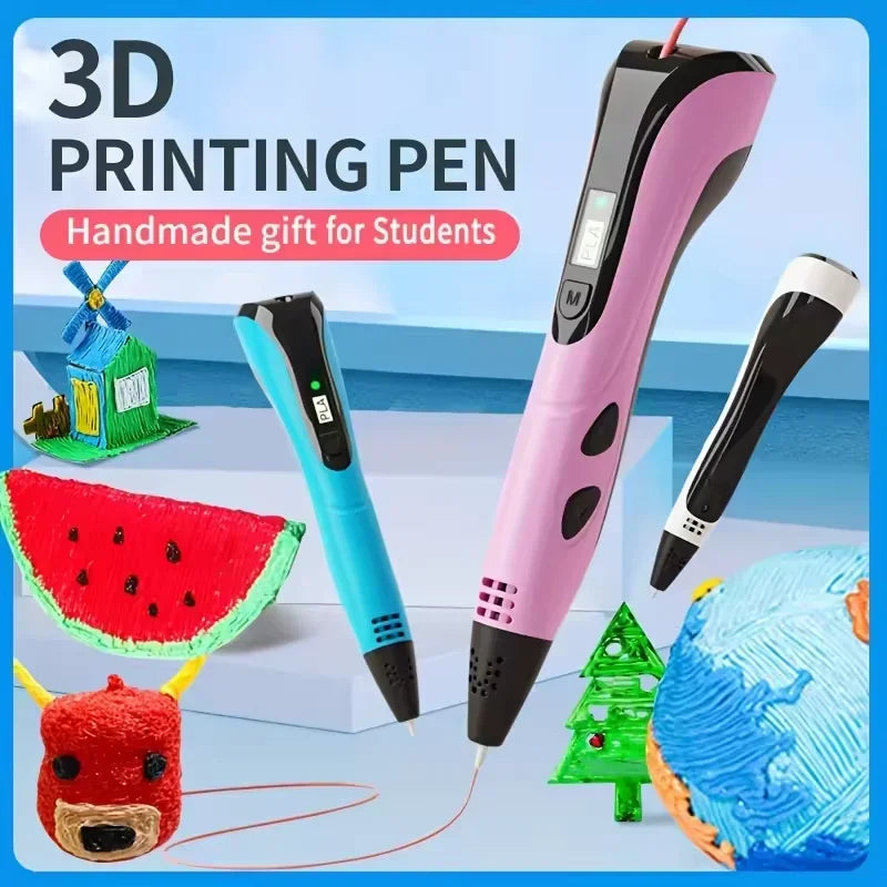 Third-Generation Super 3D Pen, with 1.75mm PLA Filament, LED Display, 3D Printing Pen, Children's Birthday or Christmas Gift