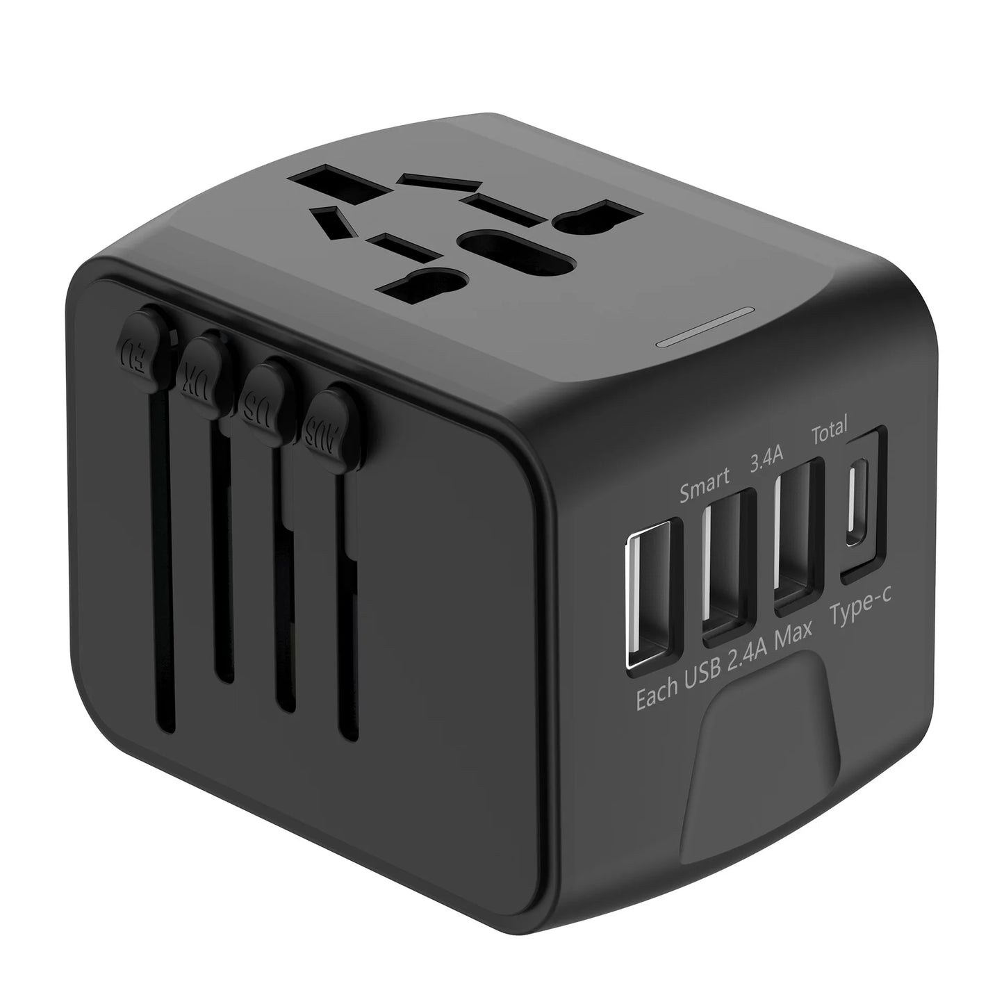International Travel Adapter with 3 USB and Type C Power Adapters for Fast Charging EU/UK/US/Australia Travel Plugs