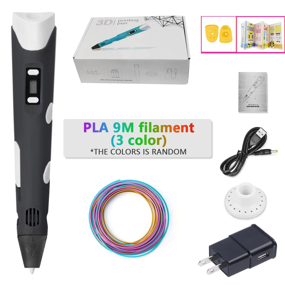 3D Pen Adjustable Spinning Speed For Children 3D Drawing Printing Pens with LCD Screen PLA 1.75mm Filament Toys For Kid DIY Gift
