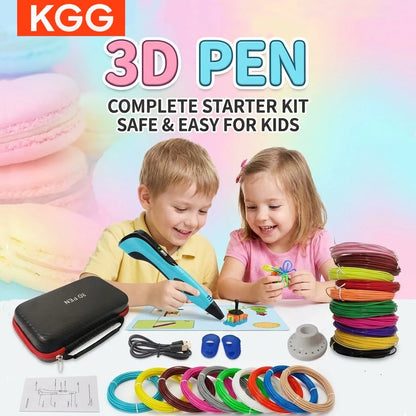 3D Pen Set For Children 3D Printing Pen with LED Screen 100M PLA Power Adapter Travel Box Christmas Birthday Gift for Kids