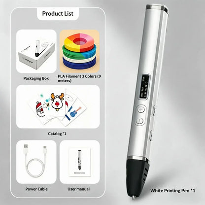 Professional 3D Printing Pen with OLED Screen Intelligent AI Chip 3 Gears Adjustable Ceramic Nozzle Support PLA/ABS 1.75mm