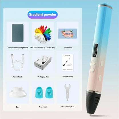 Professional 3D Printing Pen with OLED Screen Intelligent AI Chip 3 Gears Adjustable Ceramic Nozzle Support PLA/ABS 1.75mm