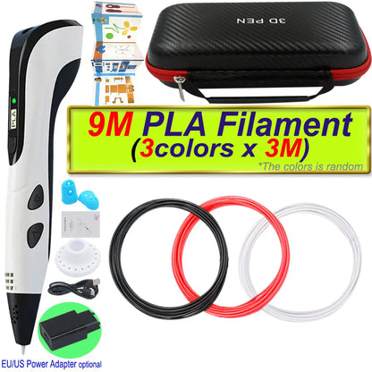 2026 New 3D Printing Pen 3D Pen With Power Adapter LCD Display Travel Case PLA Filament Birthday Christmas Gift Loved by Kids