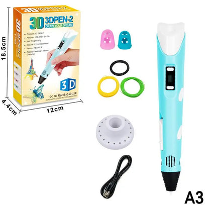 3D Printing Pen Digital Display Intelligent Pen Making Doodles Graffiti ArtsCrafts With USB Cable
