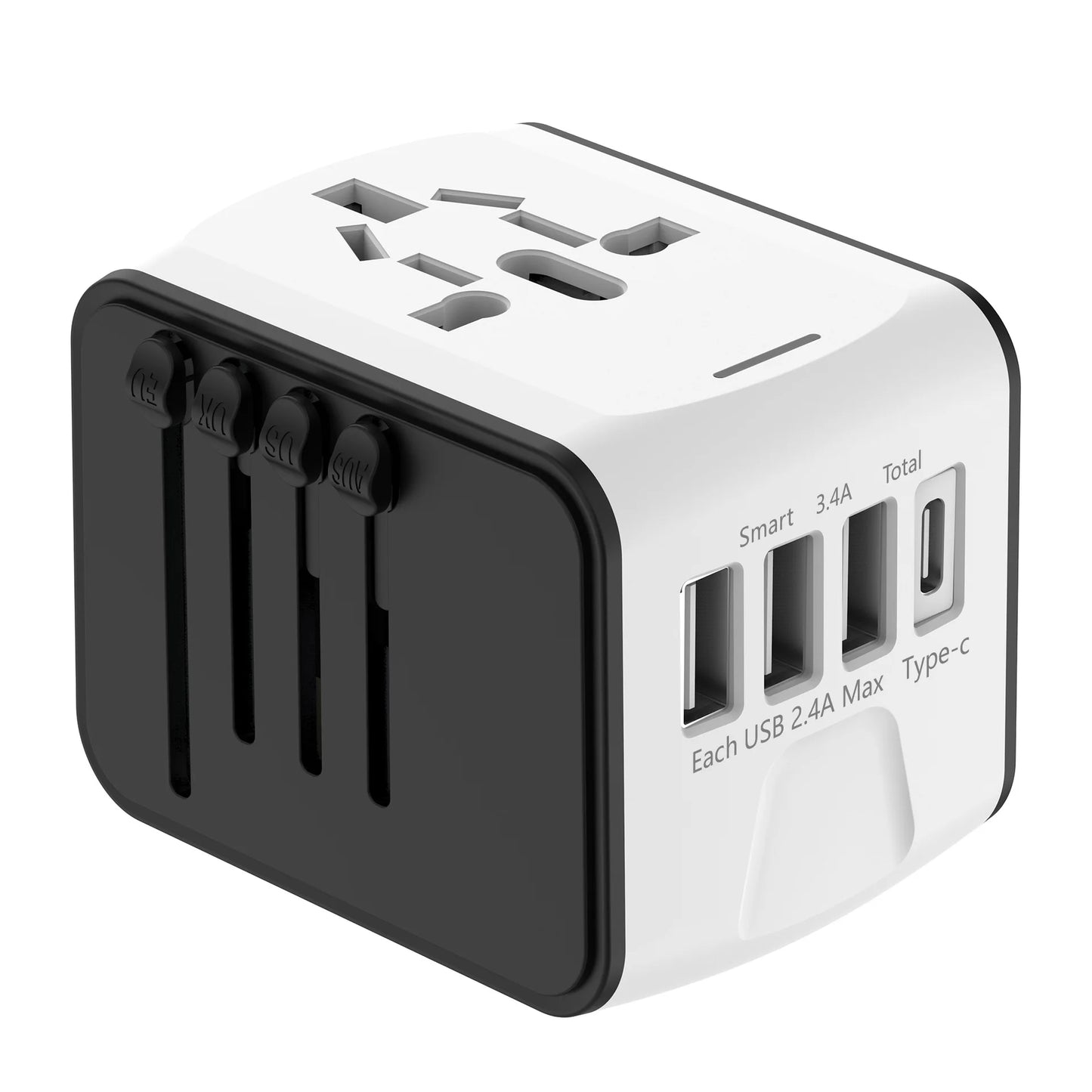 International Travel Adapter with 3 USB and Type C Power Adapters for Fast Charging EU/UK/US/Australia Travel Plugs