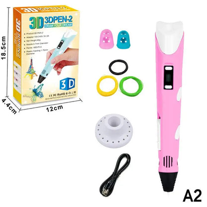 3D Printing Pen Digital Display Intelligent Pen Making Doodles Graffiti ArtsCrafts With USB Cable