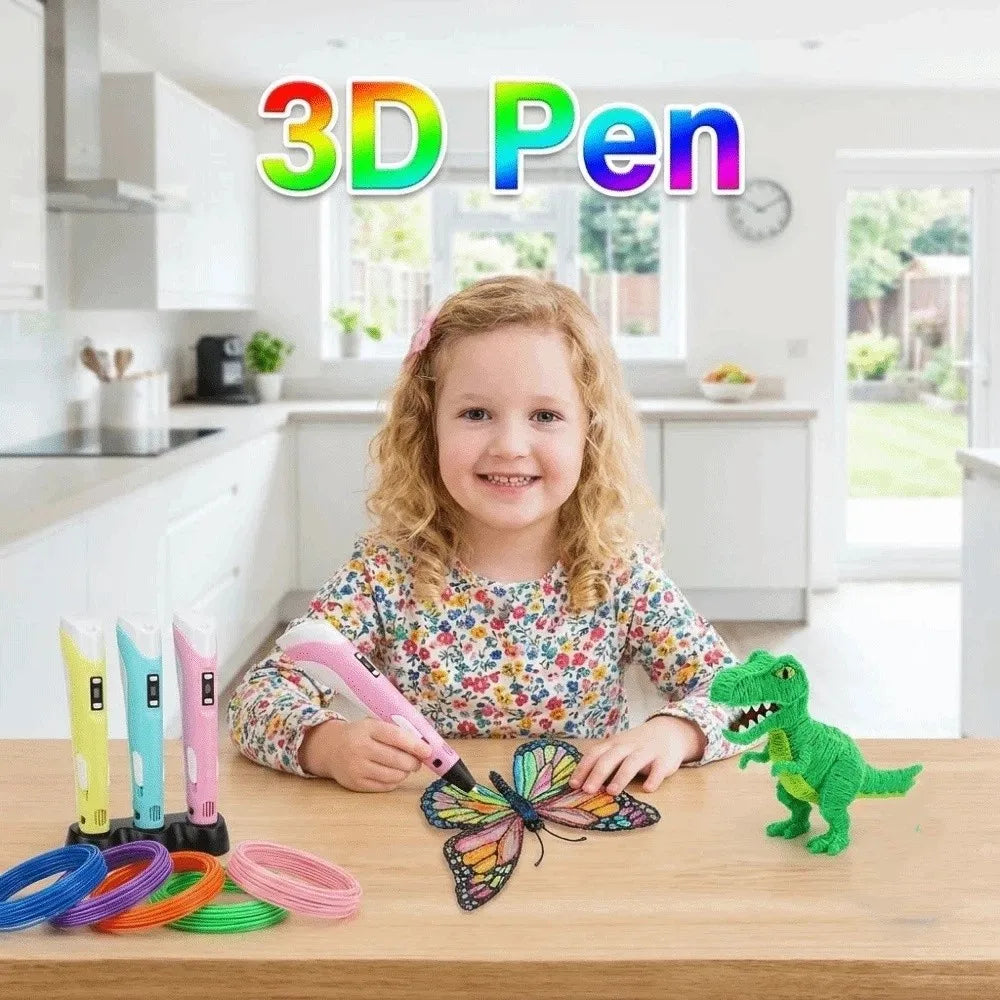 USB 3D Printing Pen Adjustable Speed LED Display DIY Drawing Pens Safe Painting with PLA Filament 3D Graffiti Drawing Tool