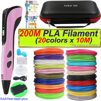 2026 New 3D Printing Pen 3D Pen With Power Adapter LCD Display Travel Case PLA Filament Birthday Christmas Gift Loved by Kids