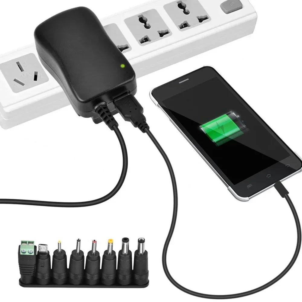 DC 3V 4.5V 5V 6V 7.5V 9V 12V 30W Adapter US EU UK AU Adjustable Power Adapters USB 2.1A Universal Charger Switch Power Supply