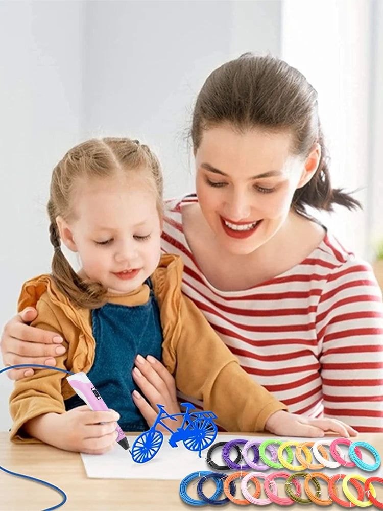 3D Printing Pen 2023 New 3D Pen with PLA Filament for Children Kids Creative DIY Pens Child's Birthday Gift Christmas