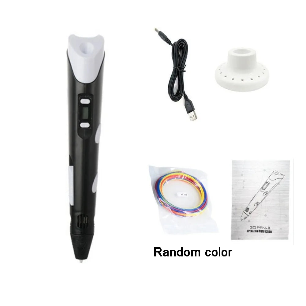 USB 3D Printing Pen Adjustable Speed LED Display DIY Drawing Pens Safe Painting with PLA Filament 3D Graffiti Drawing Tool