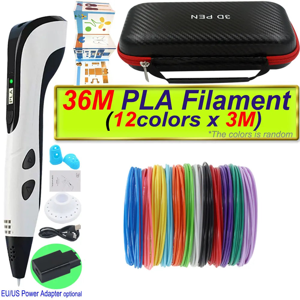 2026 New 3D Printing Pen 3D Pen With Power Adapter LCD Display Travel Case PLA Filament Birthday Christmas Gift Loved by Kids