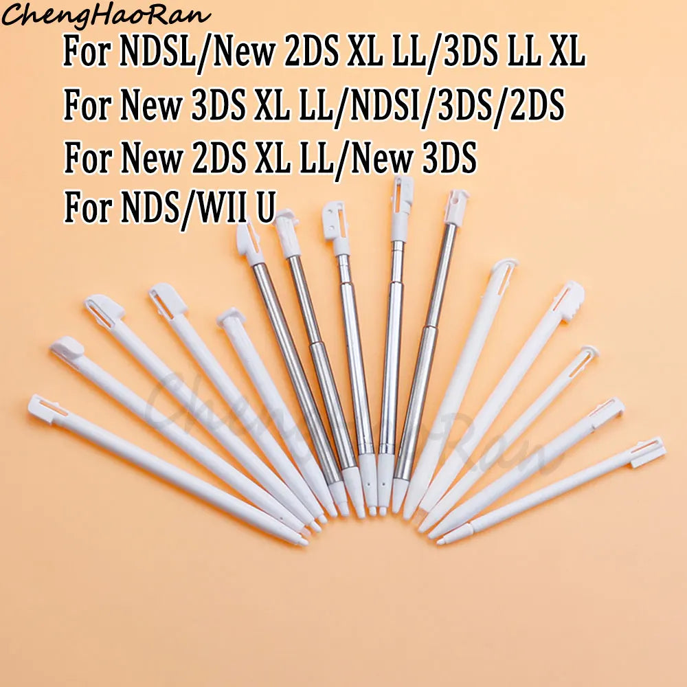 3 Pcs White Metal Retractable Pen & Plastic Pen For New 3DS XL LL/New 2DS LL XL /NDSL NDS Lite NDSi NDS Wii U 2DS 3DS Stylus Pen