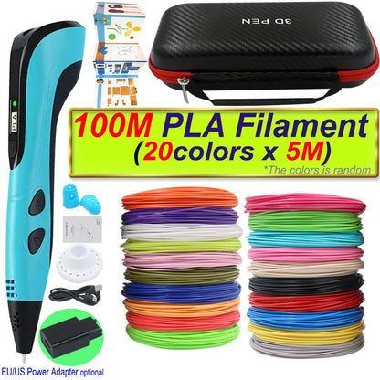 2026 New 3D Printing Pen 3D Pen With Power Adapter LCD Display Travel Case PLA Filament Birthday Christmas Gift Loved by Kids