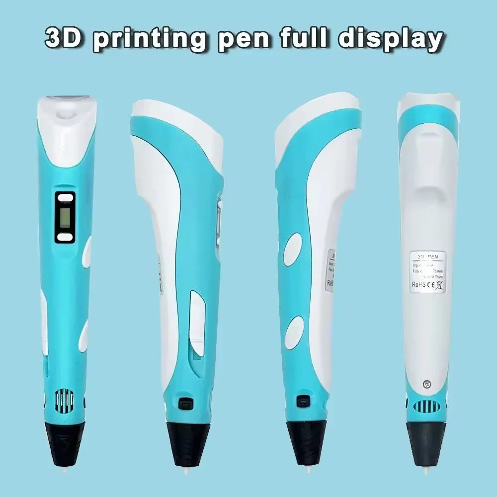 Electronic 3D Printing Pen Intelligent DIY Three-Dimensional Graffiti Pen, Equipped with 9M PLA Consumables for Birthday Gift
