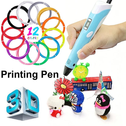 Electronic 3D Printing Pen with 36M PLA Consumables High-Temperature 3D Graffiti Tool Intelligent Toy Christmas Birthday Gift