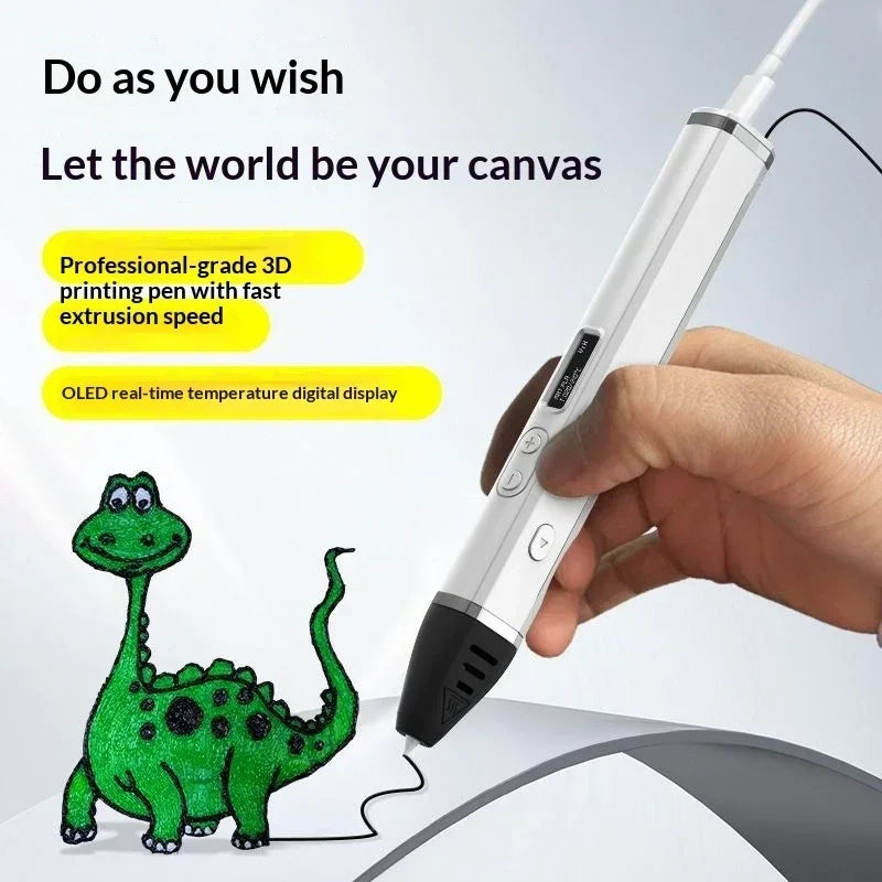 Professional 3D Printing Pen with OLED Screen Intelligent AI Chip 3 Gears Adjustable Ceramic Nozzle Support PLA/ABS 1.75mm