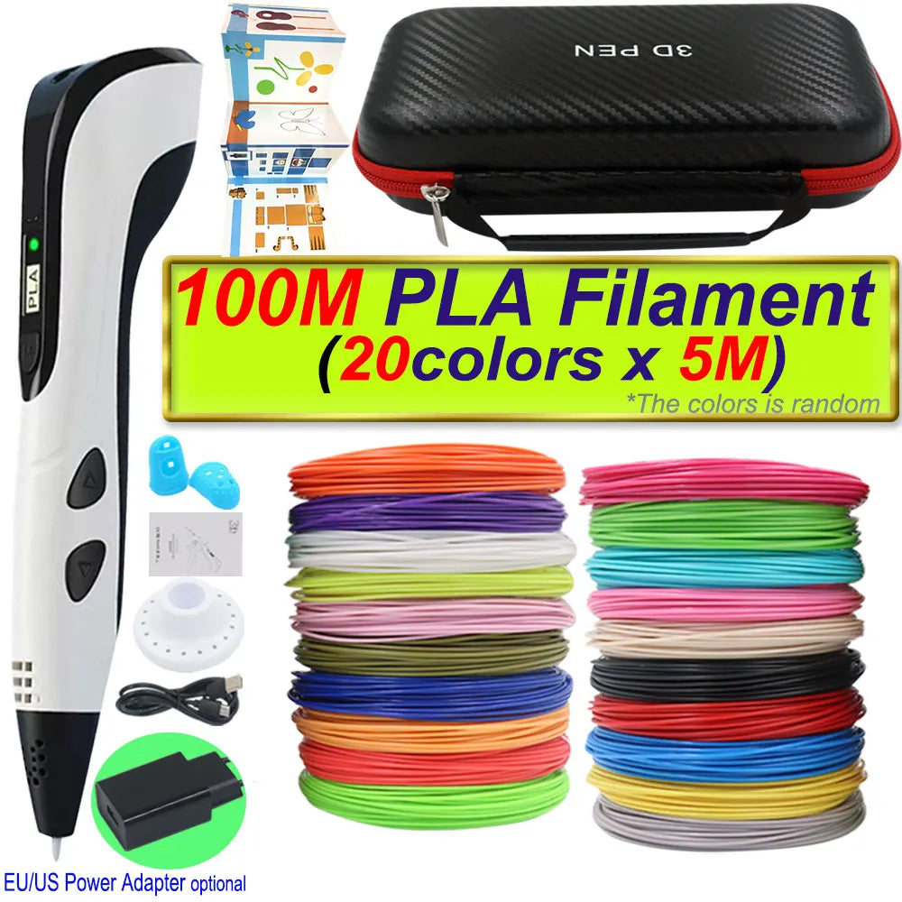 2026 New 3D Printing Pen 3D Pen With Power Adapter LCD Display Travel Case PLA Filament Birthday Christmas Gift Loved by Kids