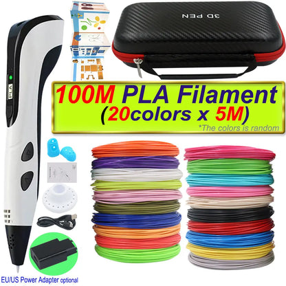 2026 New 3D Printing Pen 3D Pen With Power Adapter LCD Display Travel Case PLA Filament Birthday Christmas Gift Loved by Kids