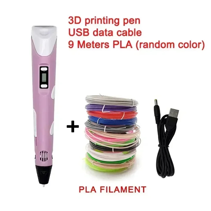 High-Temperature 3D Printing Pen with9M PLA Filament Creative Graffiti Drawing Toy Pen for Ages 8+ Ideal Christmas Birthday Gift