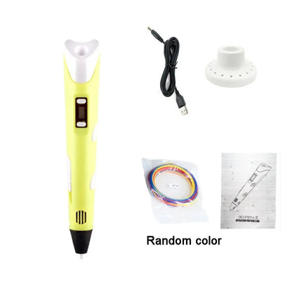 USB 3D Printing Pen Adjustable Speed LED Display DIY Drawing Pens Safe Painting with PLA Filament 3D Graffiti Drawing Tool